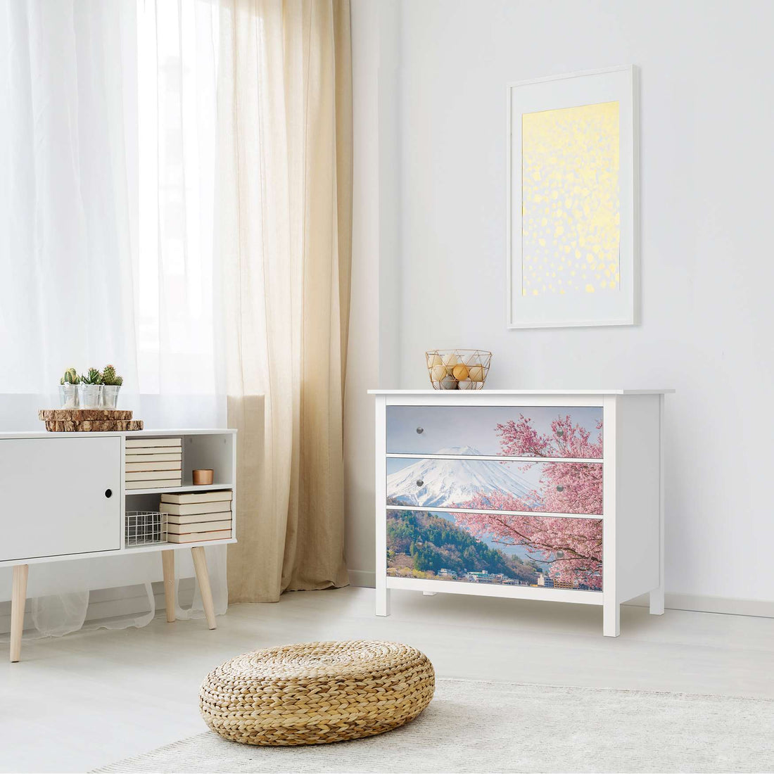 Möbelfolie Mount Fuji - IKEA Hemnes Kommode 3 Schubladen - Wohnzimmer