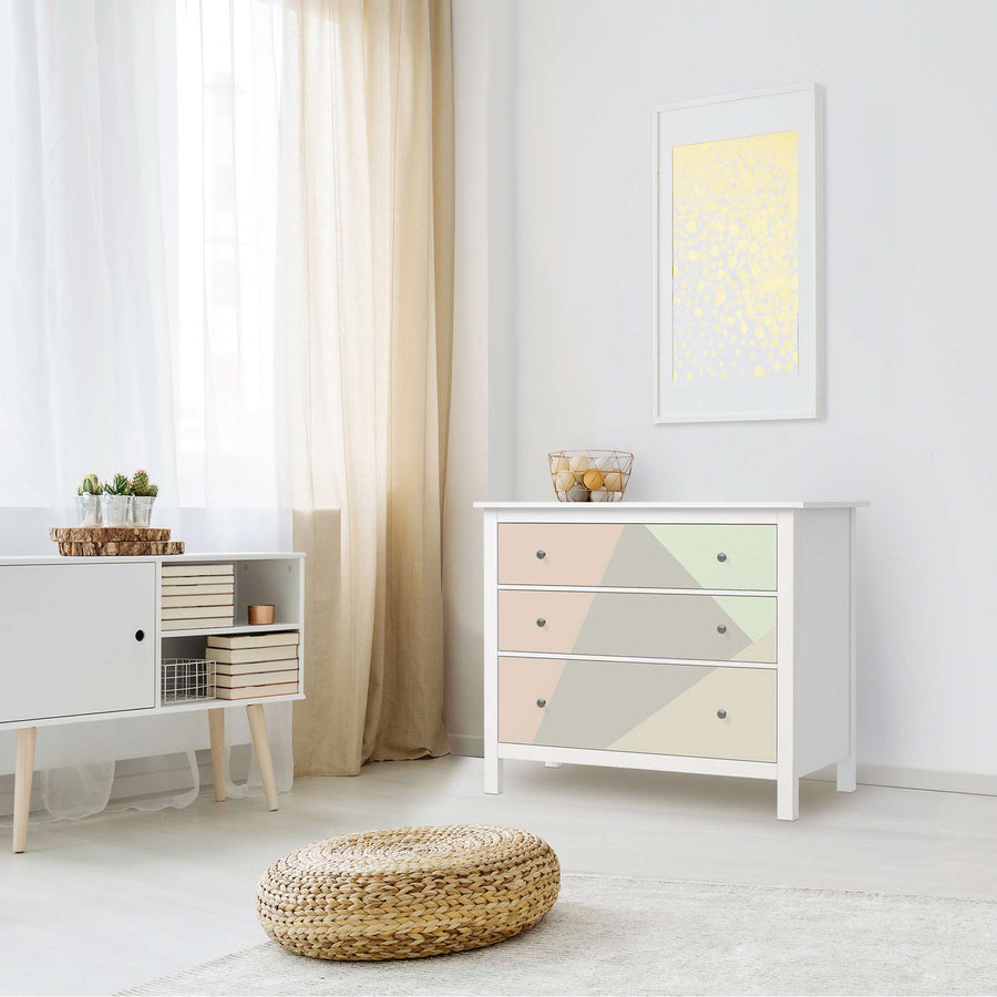 Möbelfolie Pastell Geometrik - IKEA Hemnes Kommode 3 Schubladen - Wohnzimmer