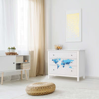 Möbelfolie Politische Weltkarte - IKEA Hemnes Kommode 3 Schubladen - Wohnzimmer