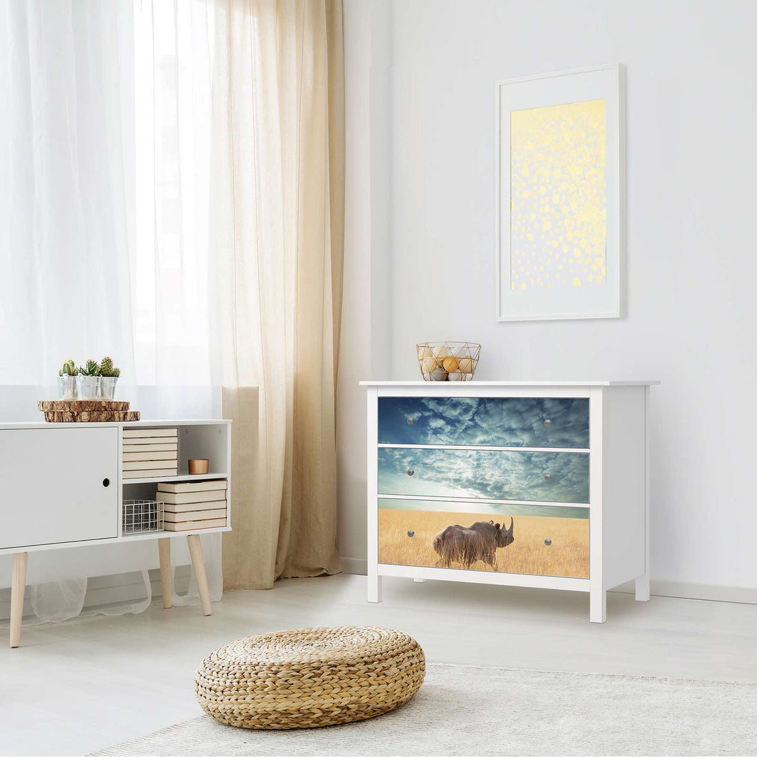 Möbelfolie Rhino - IKEA Hemnes Kommode 3 Schubladen - Wohnzimmer