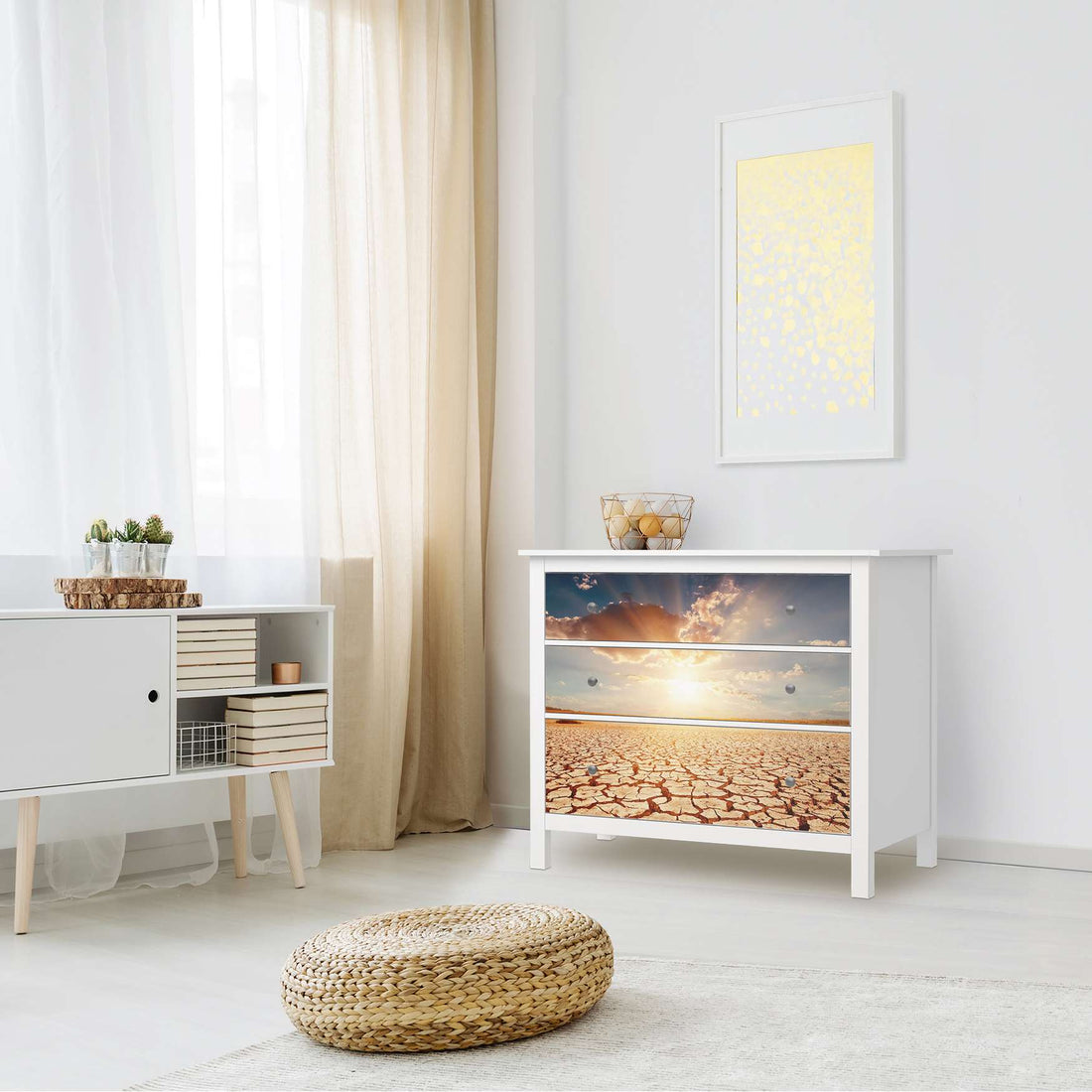 Möbelfolie Savanne - IKEA Hemnes Kommode 3 Schubladen - Wohnzimmer