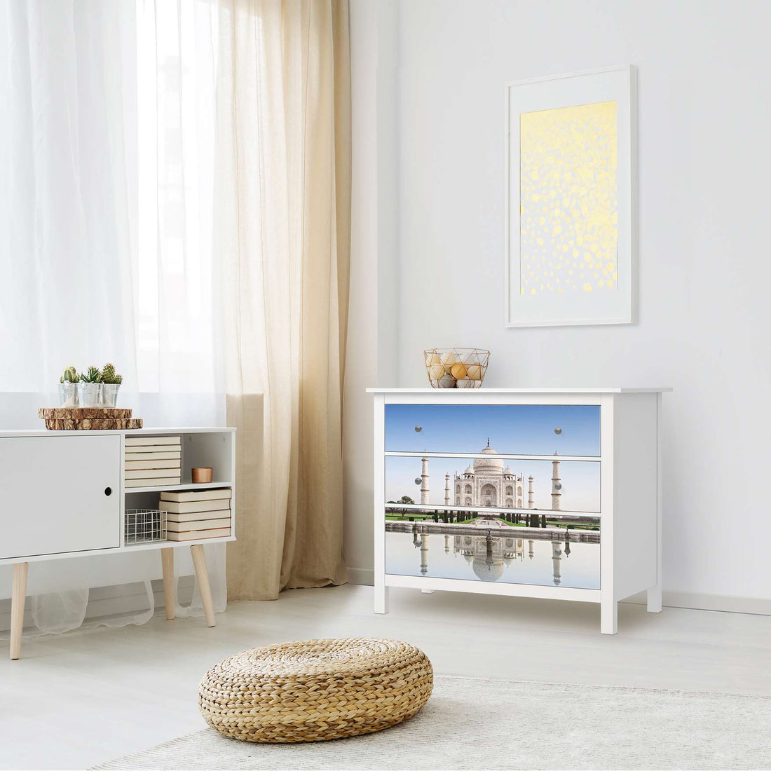 Möbelfolie Taj Mahal - IKEA Hemnes Kommode 3 Schubladen - Wohnzimmer