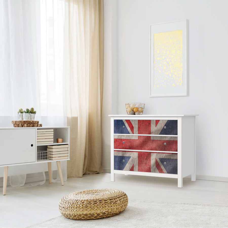 Möbelfolie Union Jack - IKEA Hemnes Kommode 3 Schubladen - Wohnzimmer