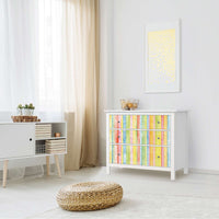 Möbelfolie Watercolor Stripes - IKEA Hemnes Kommode 3 Schubladen - Wohnzimmer