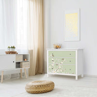 Möbelfolie White Blossoms - IKEA Hemnes Kommode 3 Schubladen - Wohnzimmer