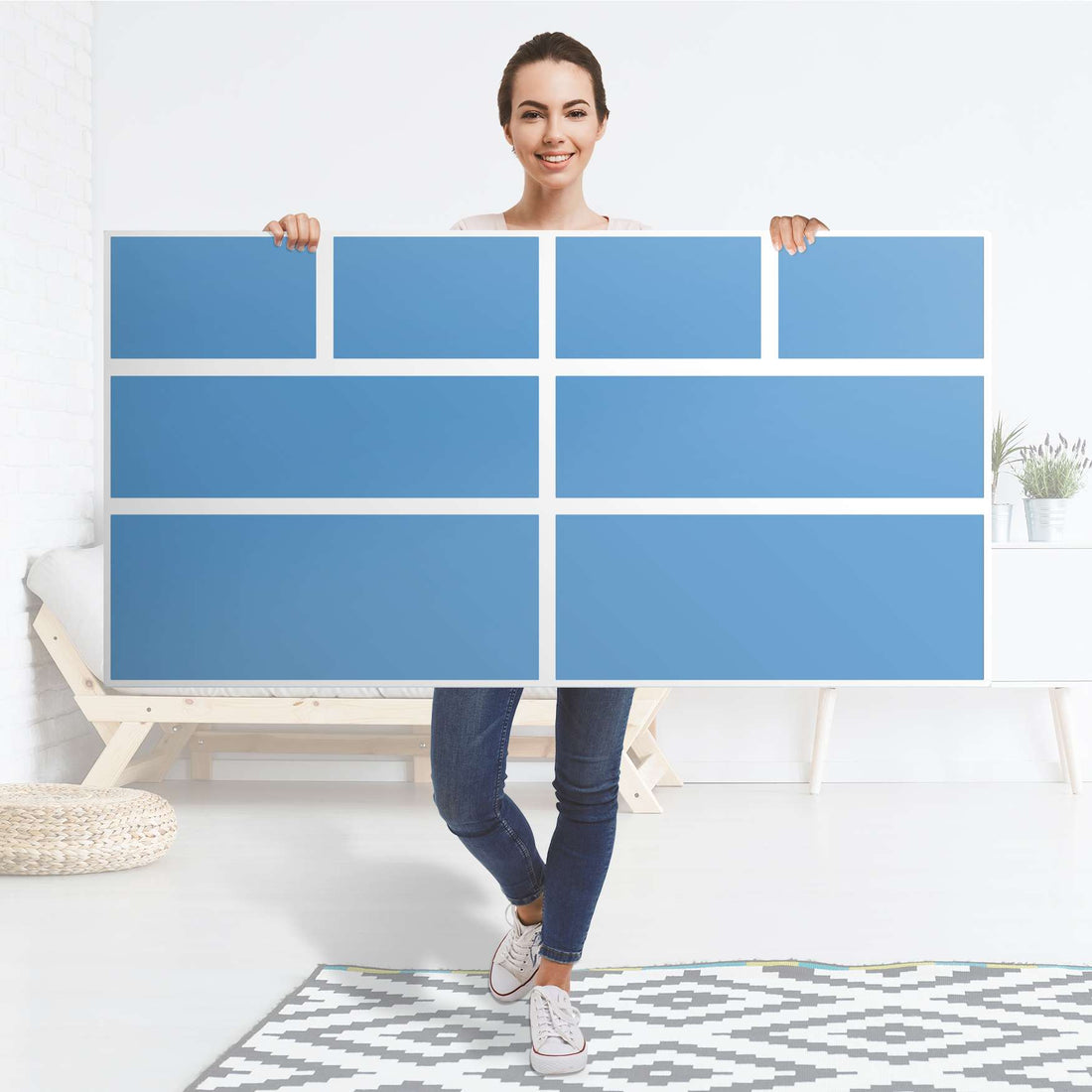Möbelfolie Blau Light - IKEA Hemnes Kommode 8 Schubladen - Folie