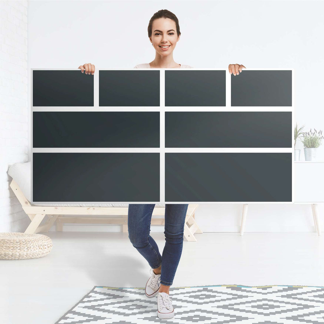 Möbelfolie Blaugrau Dark - IKEA Hemnes Kommode 8 Schubladen - Folie