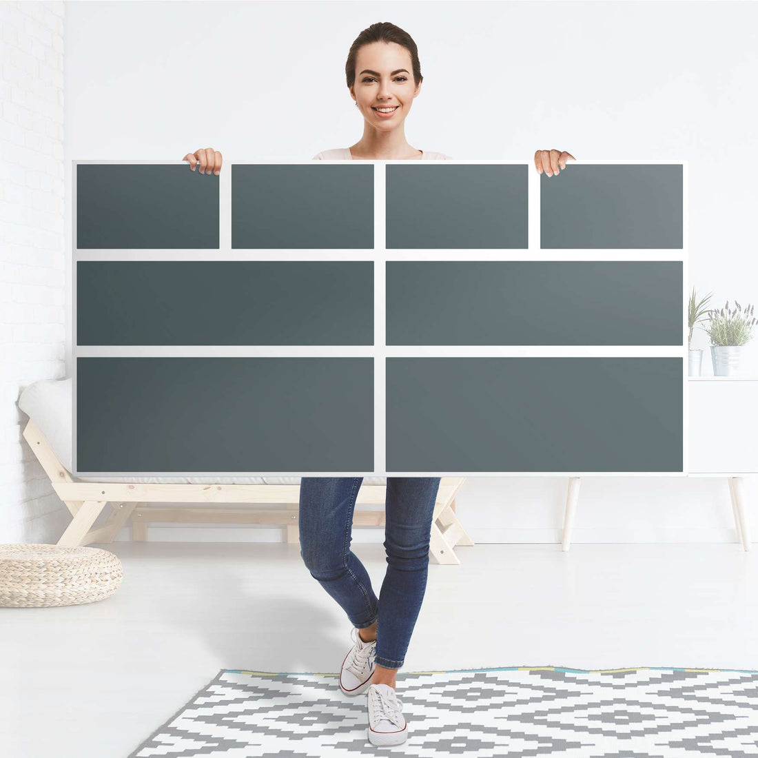 Möbelfolie Blaugrau Light - IKEA Hemnes Kommode 8 Schubladen - Folie