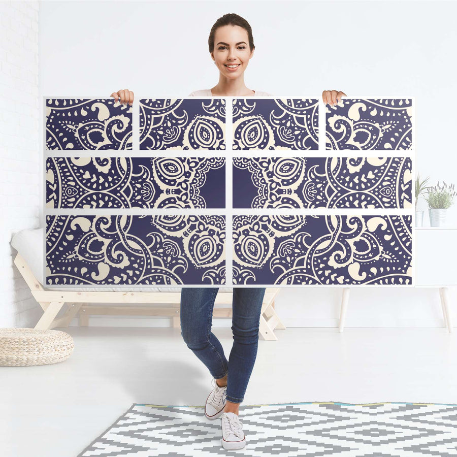 Möbelfolie Blue Mandala - IKEA Hemnes Kommode 8 Schubladen - Folie