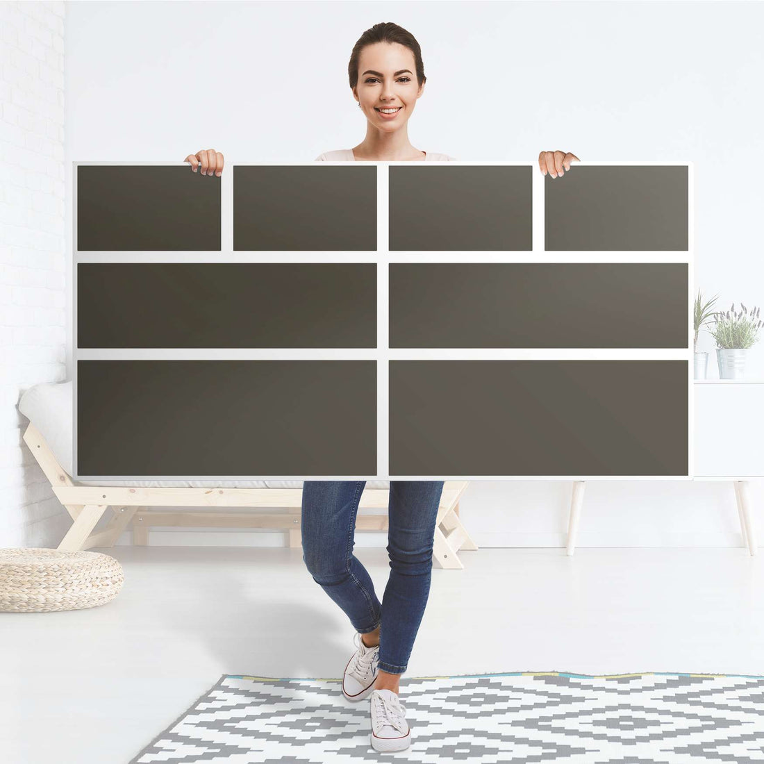 Möbelfolie Braungrau Dark - IKEA Hemnes Kommode 8 Schubladen - Folie