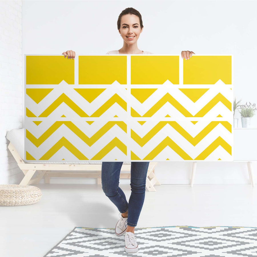 Möbelfolie Gelbe Zacken - IKEA Hemnes Kommode 8 Schubladen - Folie