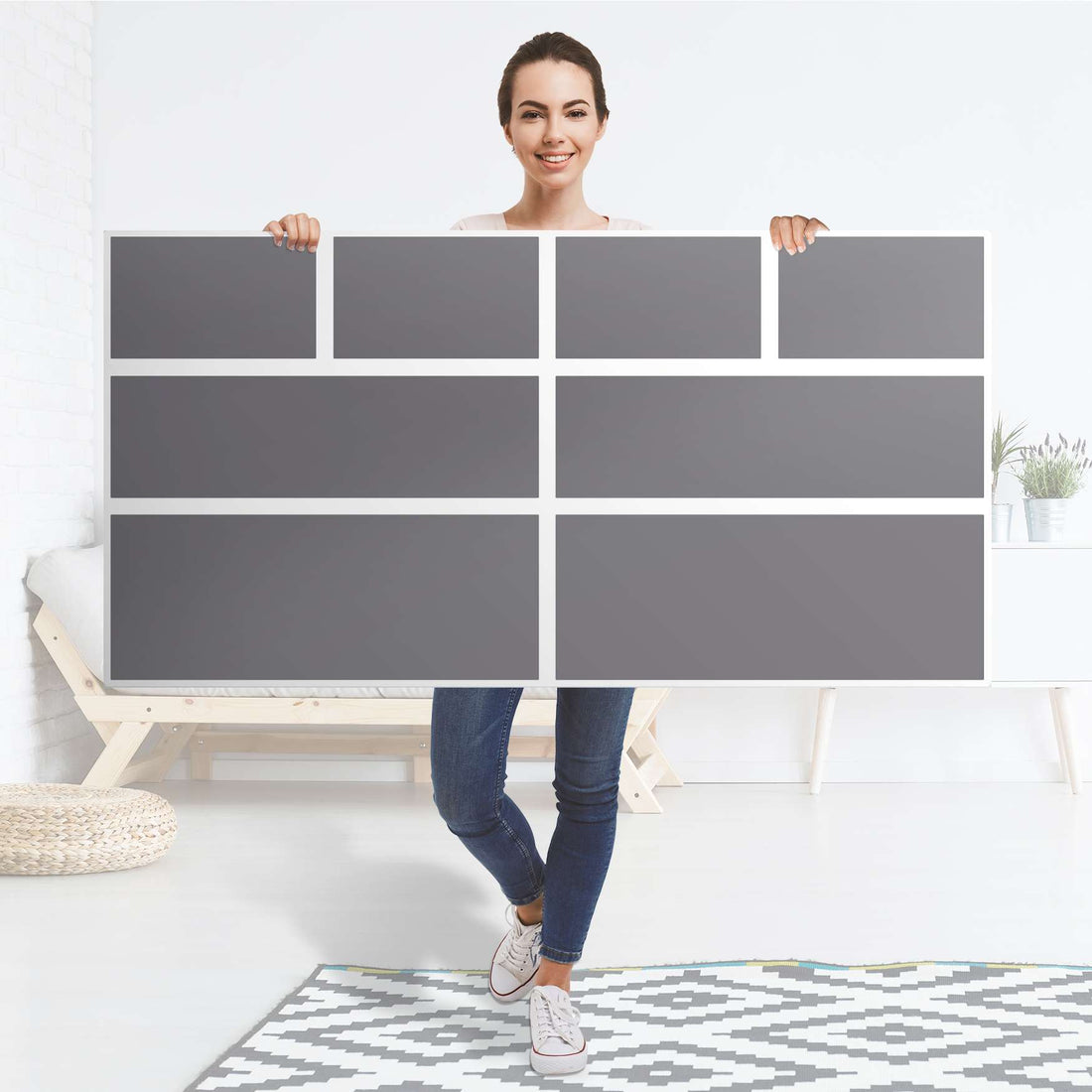 Möbelfolie Grau Light - IKEA Hemnes Kommode 8 Schubladen - Folie