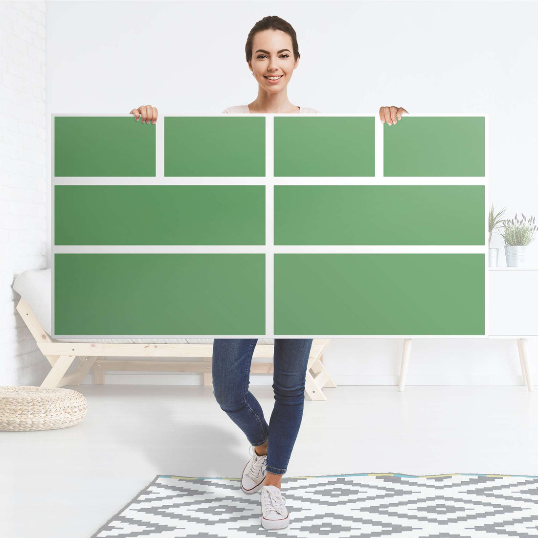 Möbelfolie Grün Light - IKEA Hemnes Kommode 8 Schubladen - Folie