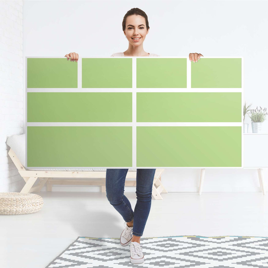 Möbelfolie Hellgrün Light - IKEA Hemnes Kommode 8 Schubladen - Folie