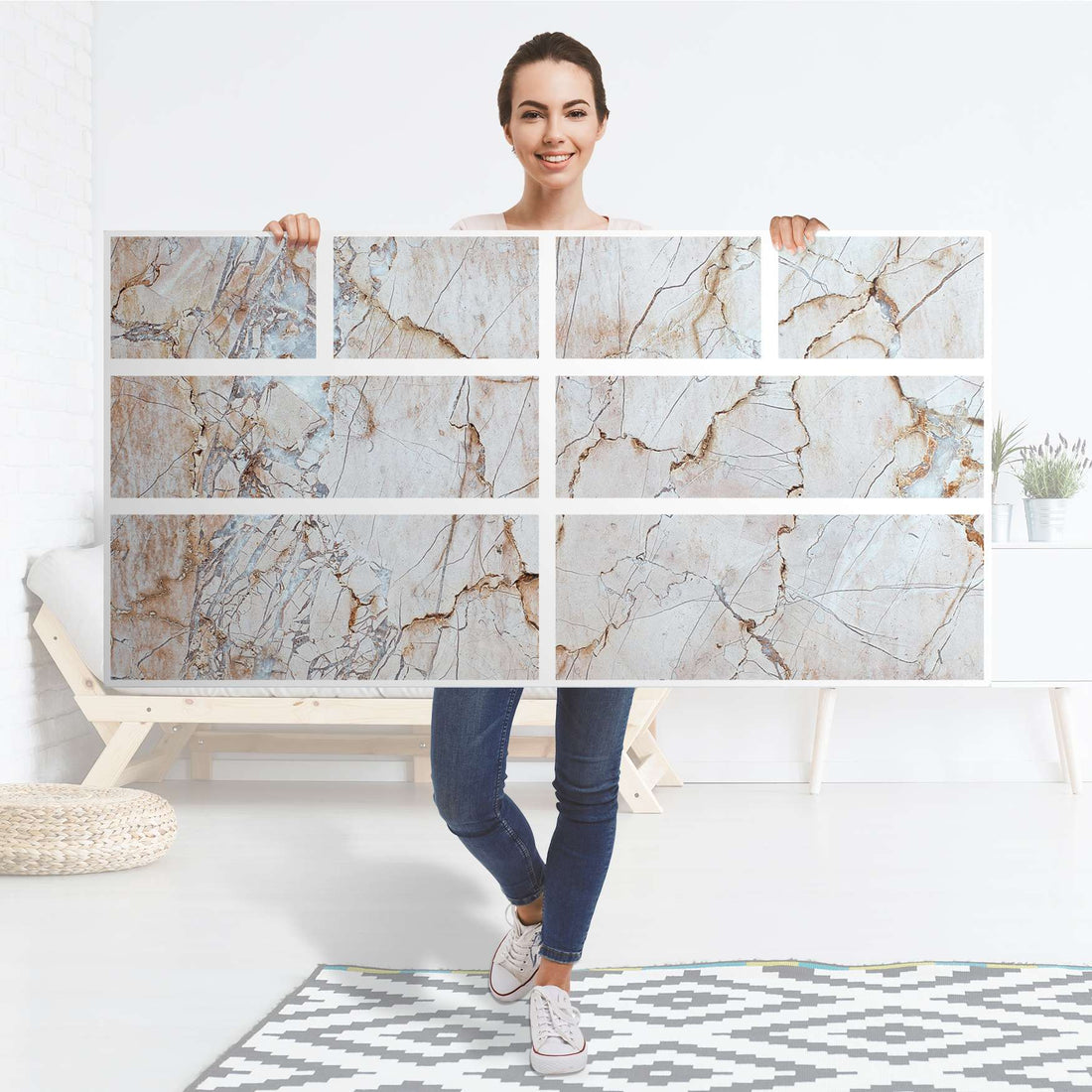 Möbelfolie Marmor rosa - IKEA Hemnes Kommode 8 Schubladen - Folie