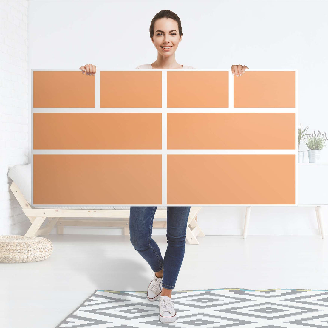 Möbelfolie Orange Light - IKEA Hemnes Kommode 8 Schubladen - Folie