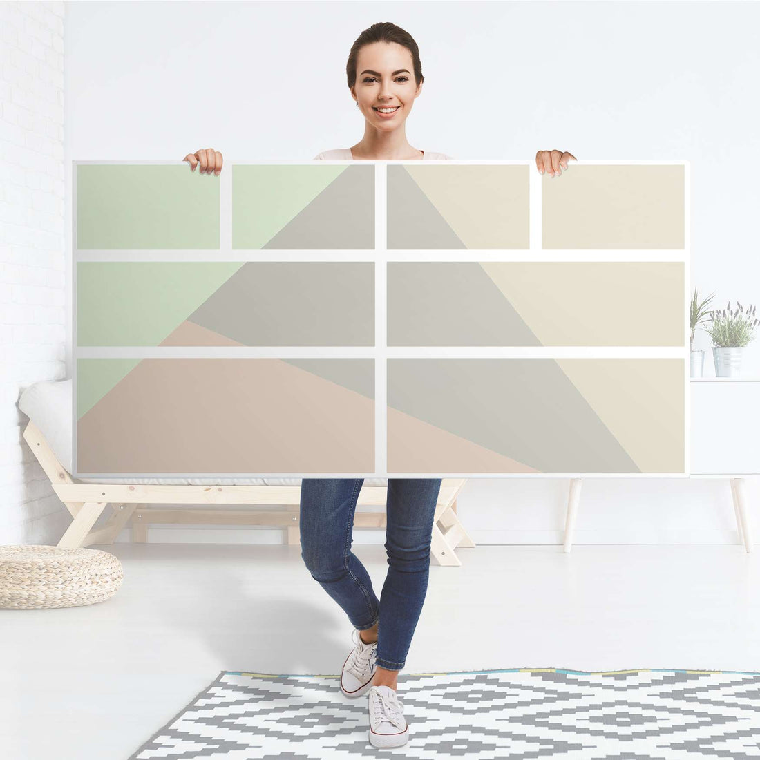 Möbelfolie Pastell Geometrik - IKEA Hemnes Kommode 8 Schubladen - Folie