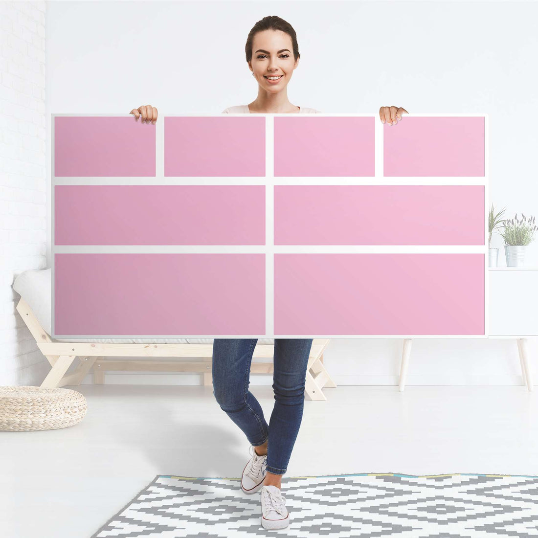 Möbelfolie Pink Light - IKEA Hemnes Kommode 8 Schubladen - Folie