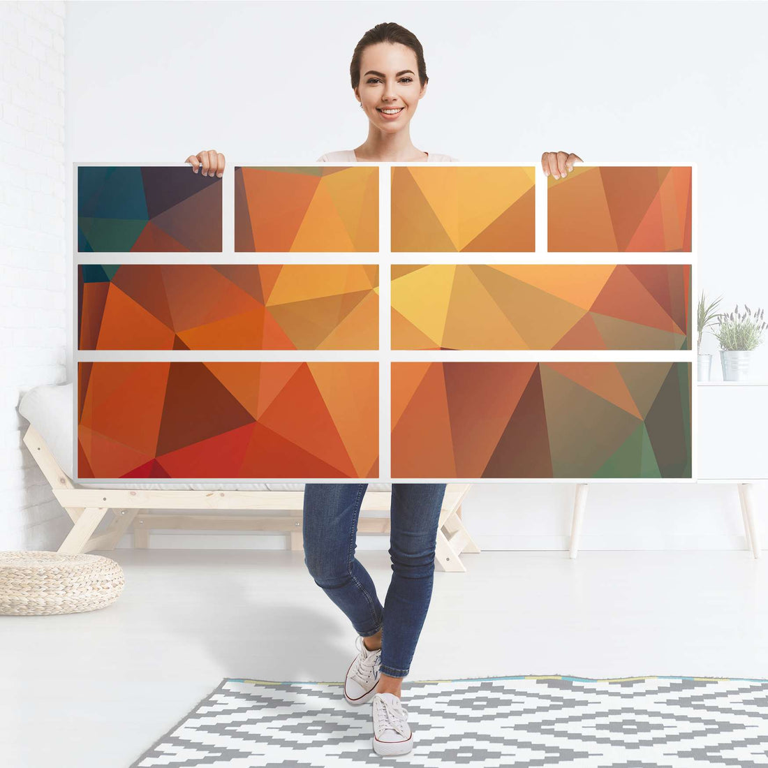 Möbelfolie Polygon - IKEA Hemnes Kommode 8 Schubladen - Folie