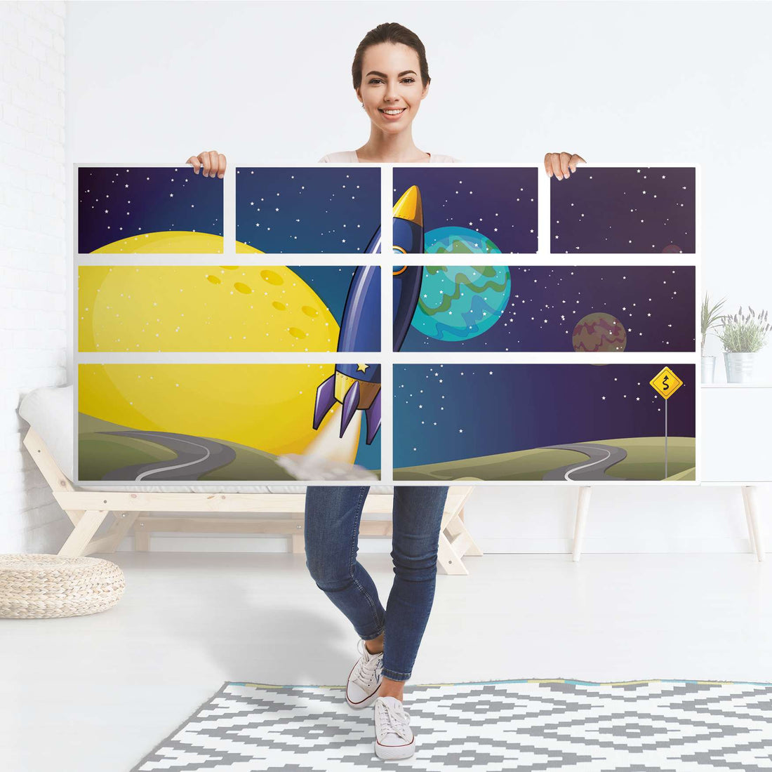 Möbelfolie Space Rocket - IKEA Hemnes Kommode 8 Schubladen - Folie