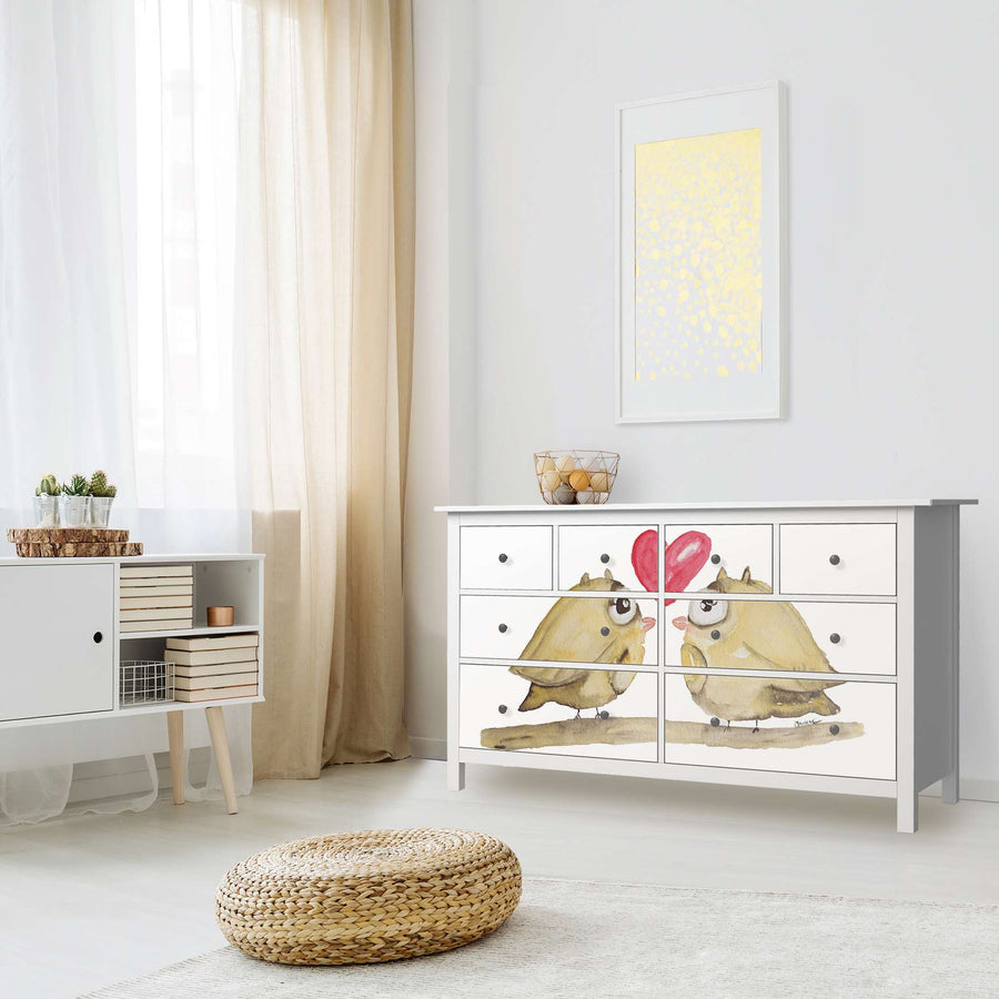 Möbelfolie 2 kleine Eulen - IKEA Hemnes Kommode 8 Schubladen - Kinderzimmer