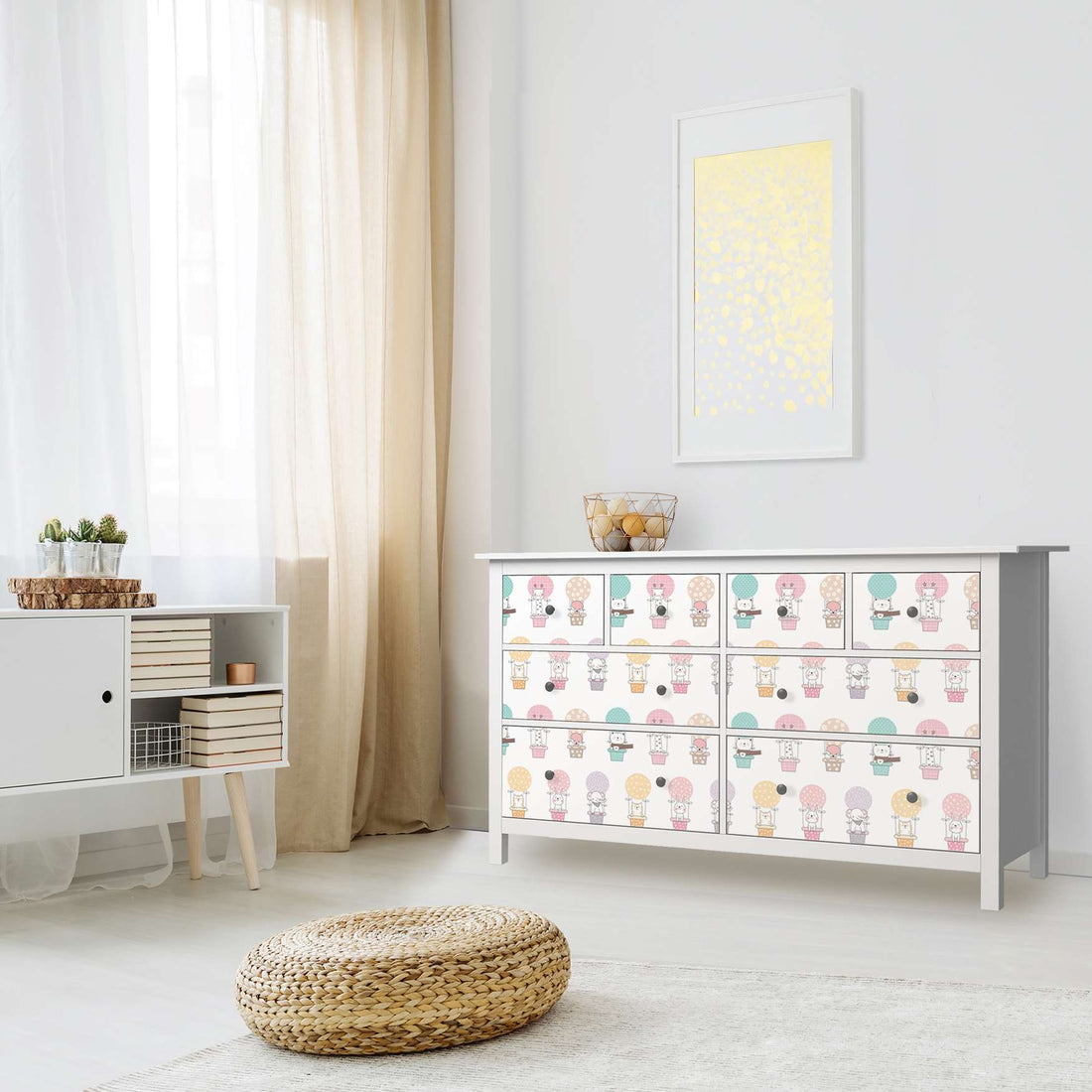 Möbelfolie Flying Animals - IKEA Hemnes Kommode 8 Schubladen - Kinderzimmer