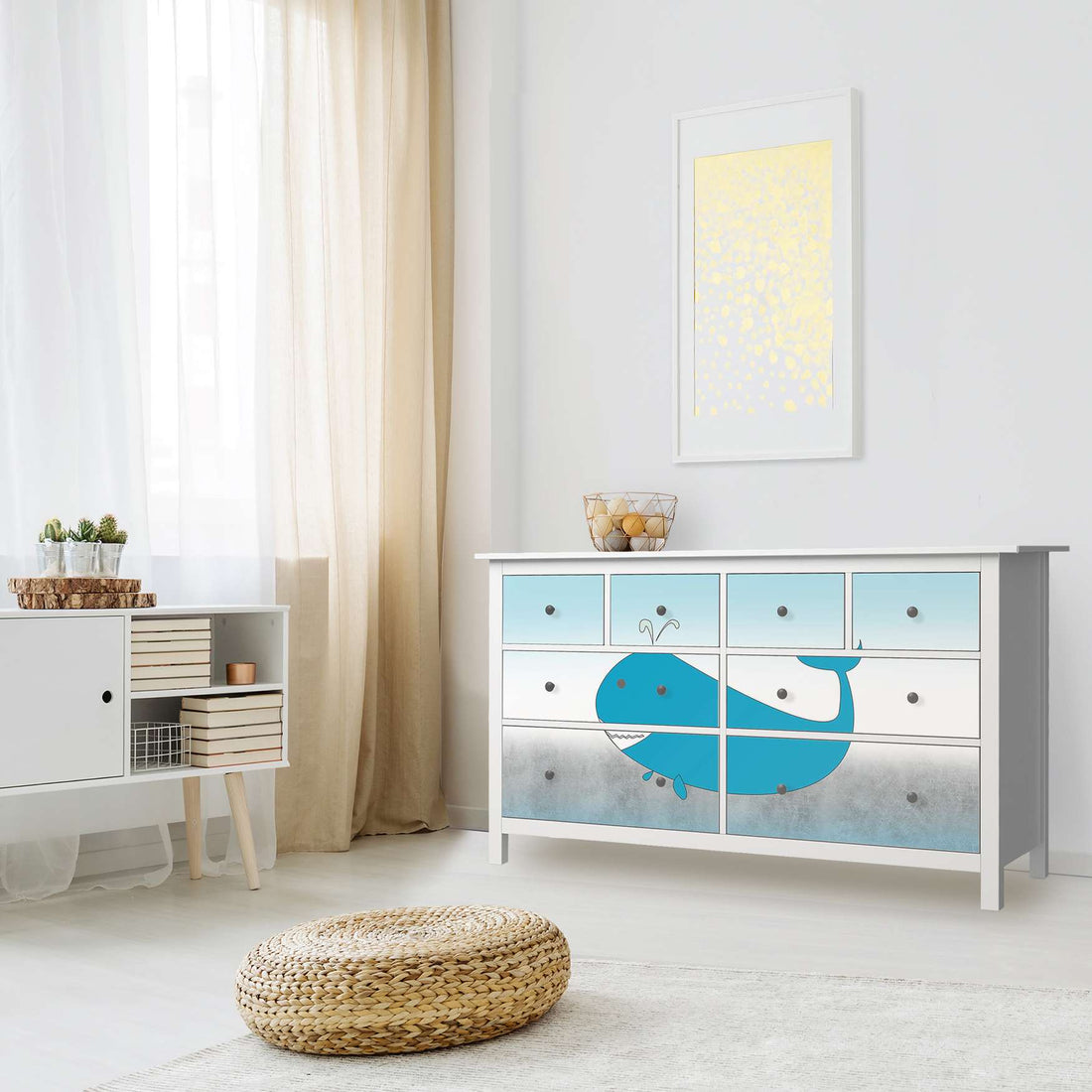 Möbelfolie Herr Wal - IKEA Hemnes Kommode 8 Schubladen - Kinderzimmer