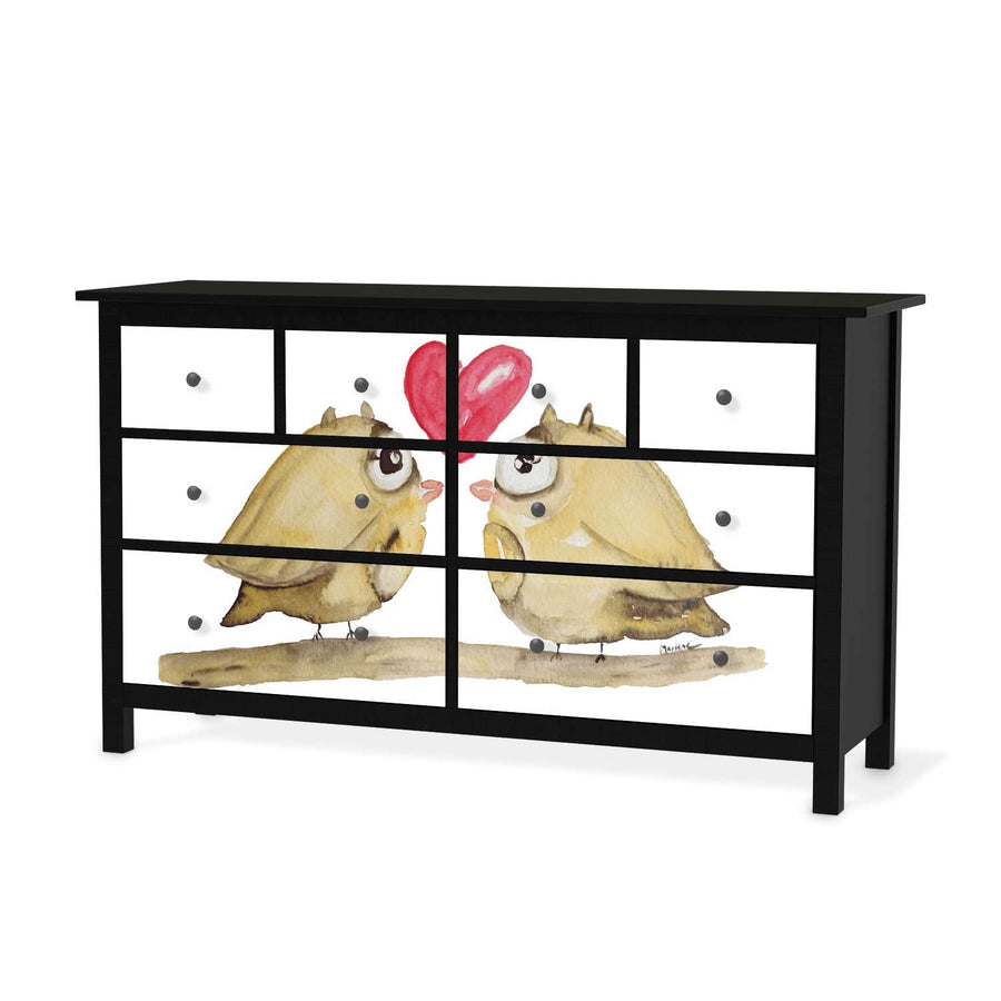 Möbelfolie 2 kleine Eulen - IKEA Hemnes Kommode 8 Schubladen - schwarz