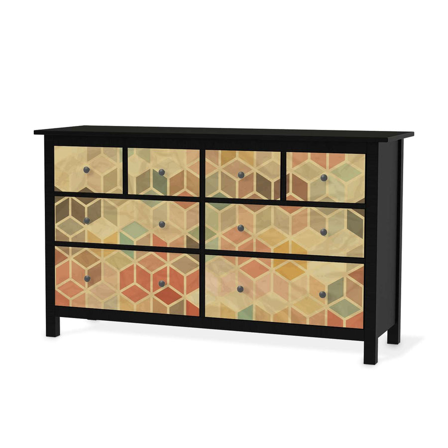 Möbelfolie 3D Retro - IKEA Hemnes Kommode 8 Schubladen - schwarz
