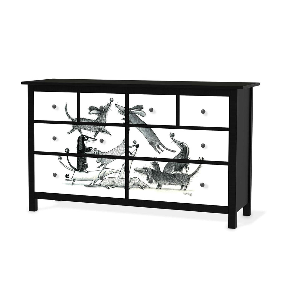 Möbelfolie Akrobaten Dackel - IKEA Hemnes Kommode 8 Schubladen - schwarz