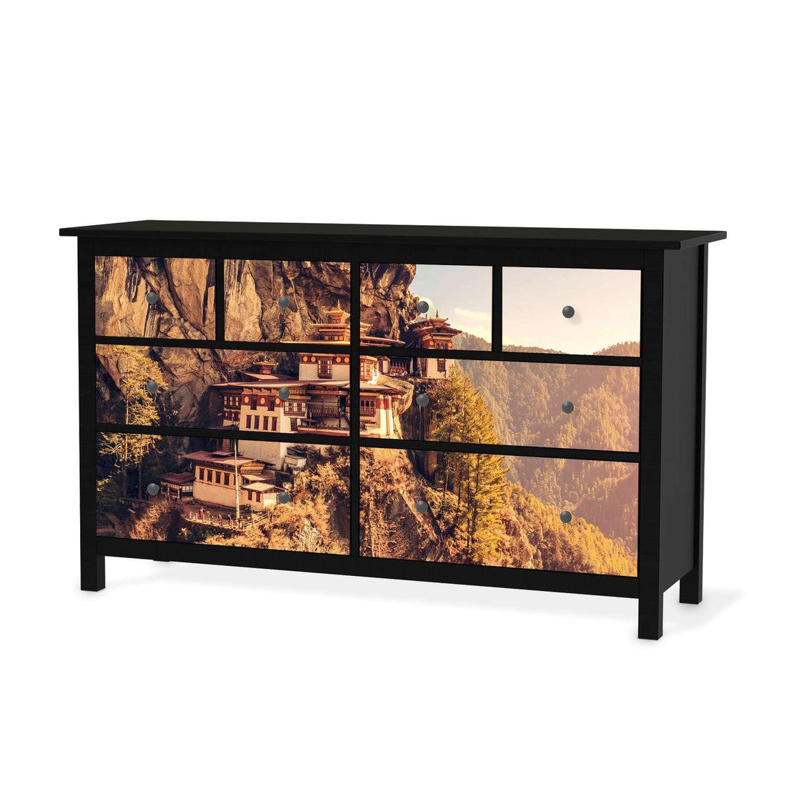 Möbelfolie Bhutans Paradise - IKEA Hemnes Kommode 8 Schubladen - schwarz