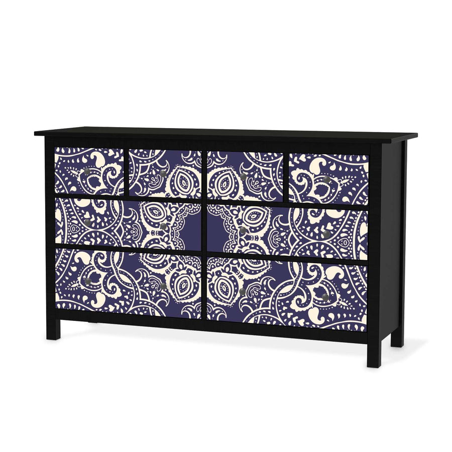 Möbelfolie Blue Mandala - IKEA Hemnes Kommode 8 Schubladen - schwarz