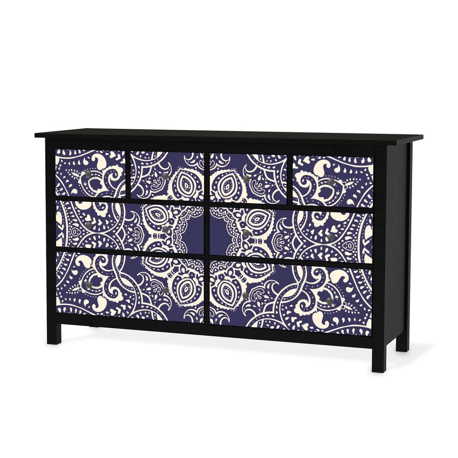 Möbelfolie Blue Mandala - IKEA Hemnes Kommode 8 Schubladen - schwarz