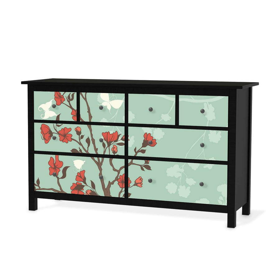 Möbelfolie Blütenzauber - IKEA Hemnes Kommode 8 Schubladen - schwarz