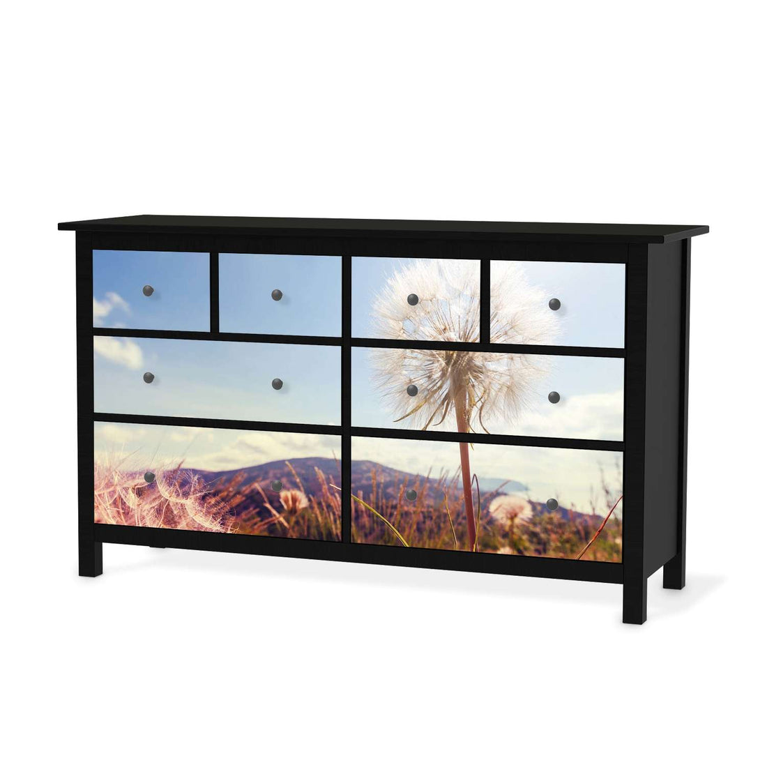 Möbelfolie Dandelion - IKEA Hemnes Kommode 8 Schubladen - schwarz