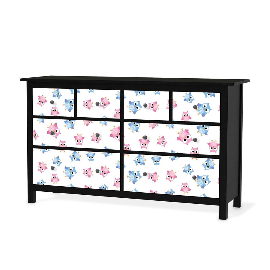 Möbelfolie Eulenparty - IKEA Hemnes Kommode 8 Schubladen - schwarz