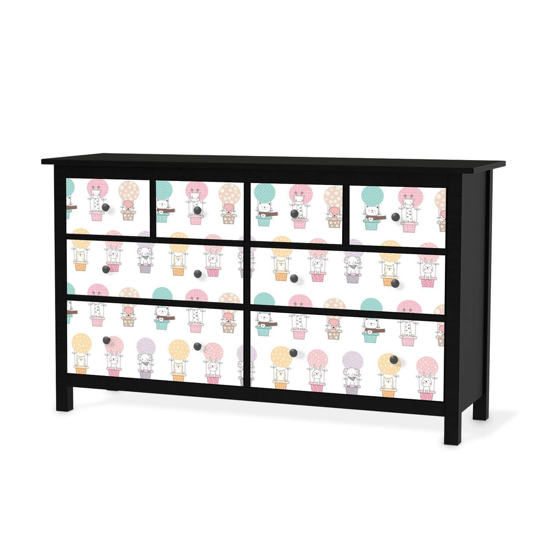 Möbelfolie Flying Animals - IKEA Hemnes Kommode 8 Schubladen - schwarz