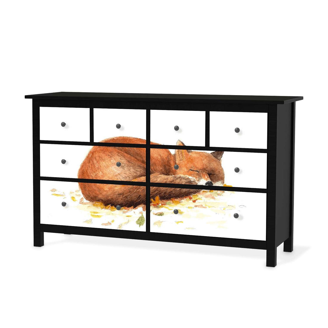 Möbelfolie Fuchs - IKEA Hemnes Kommode 8 Schubladen - schwarz