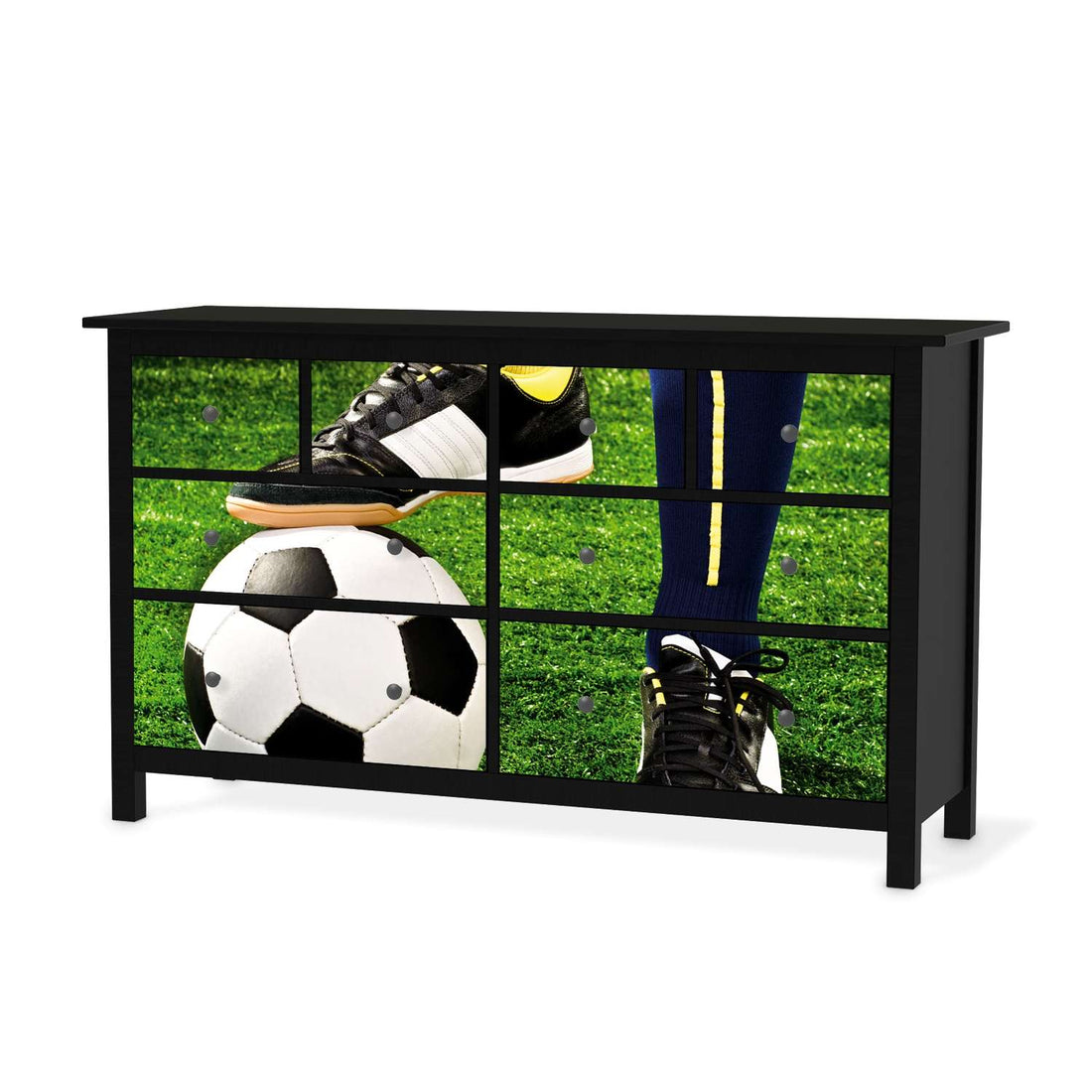 Möbelfolie Fussballstar - IKEA Hemnes Kommode 8 Schubladen - schwarz