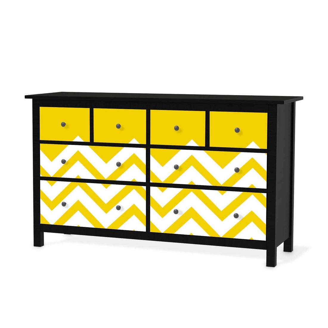 Möbelfolie Gelbe Zacken - IKEA Hemnes Kommode 8 Schubladen - schwarz