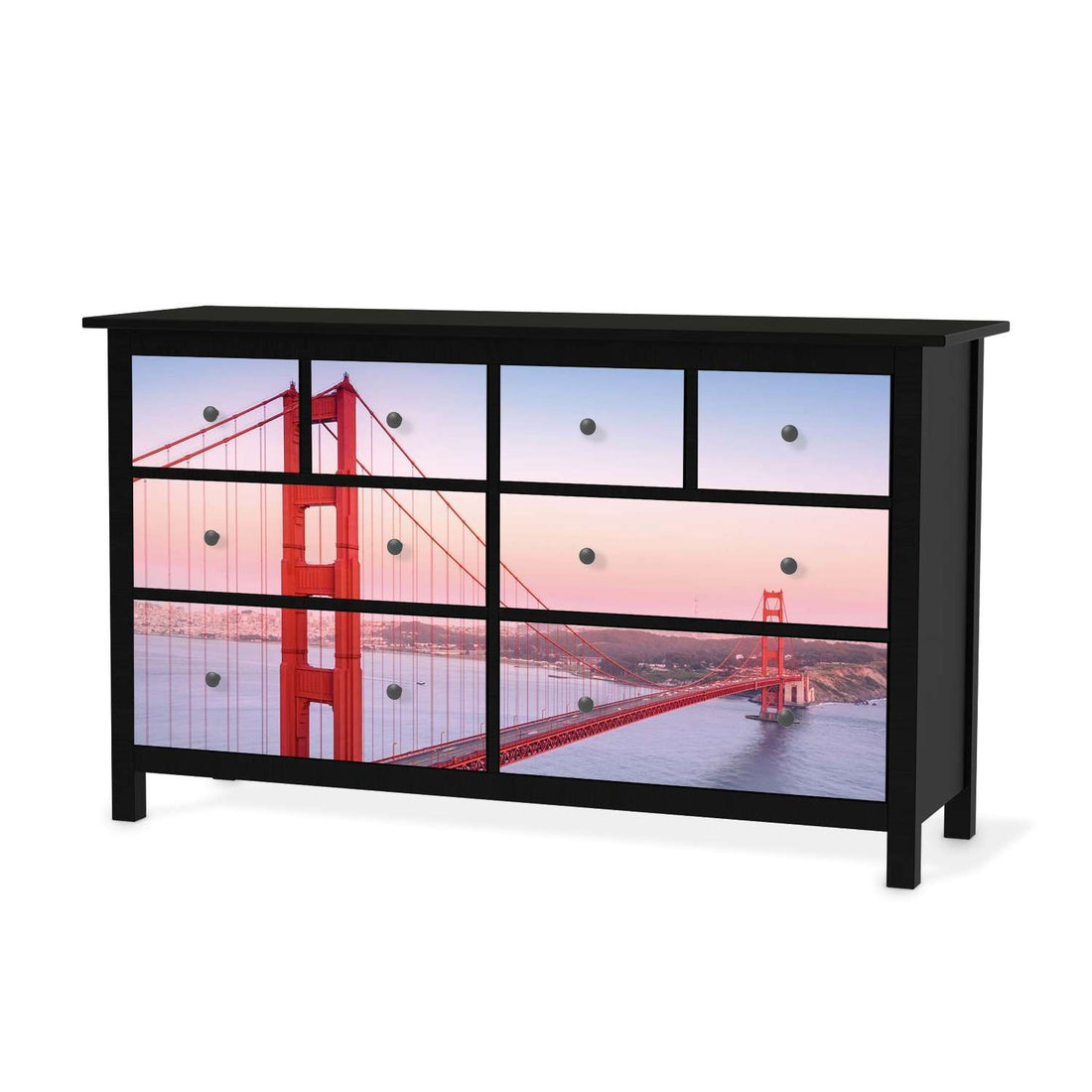 Möbelfolie Golden Gate - IKEA Hemnes Kommode 8 Schubladen - schwarz