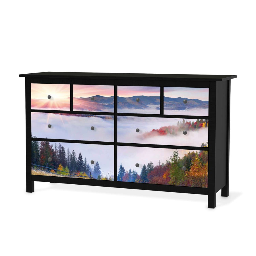 Möbelfolie Herbstwald - IKEA Hemnes Kommode 8 Schubladen - schwarz