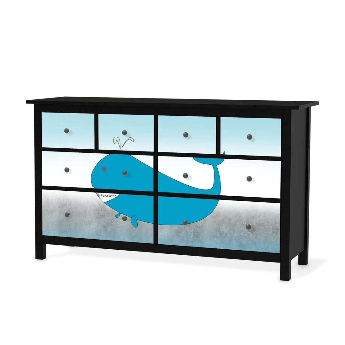 Möbelfolie Herr Wal - IKEA Hemnes Kommode 8 Schubladen - schwarz
