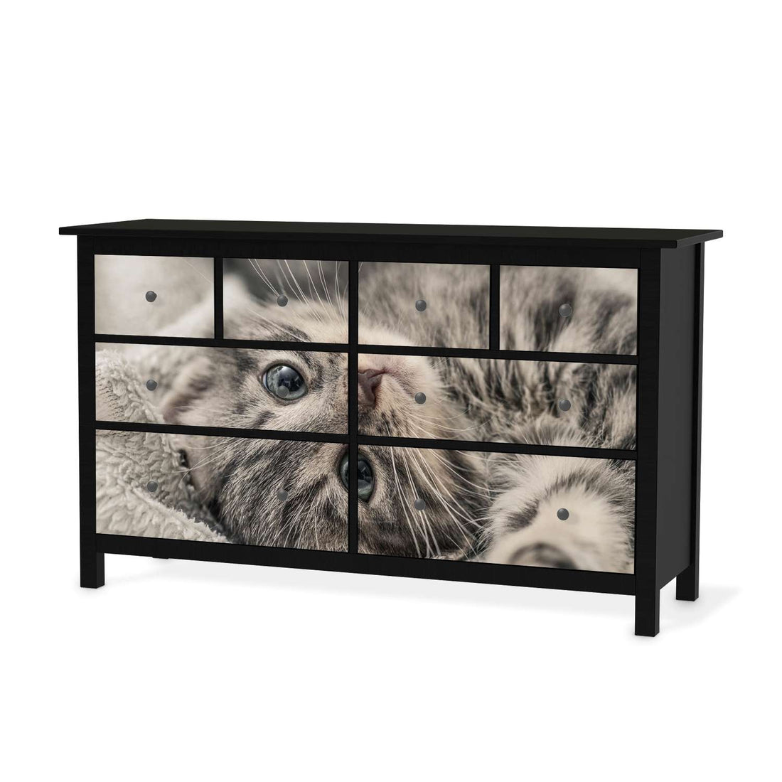 Möbelfolie Kitty the Cat - IKEA Hemnes Kommode 8 Schubladen - schwarz