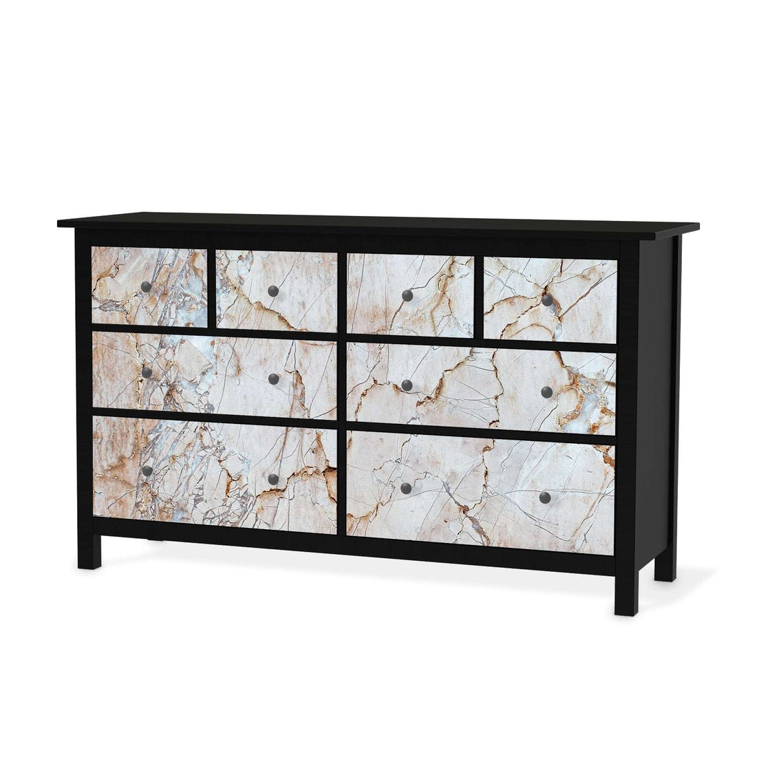 Möbelfolie Marmor rosa - IKEA Hemnes Kommode 8 Schubladen - schwarz