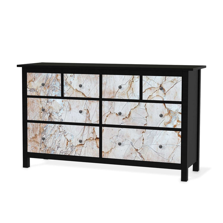 Möbelfolie Marmor rosa - IKEA Hemnes Kommode 8 Schubladen - schwarz