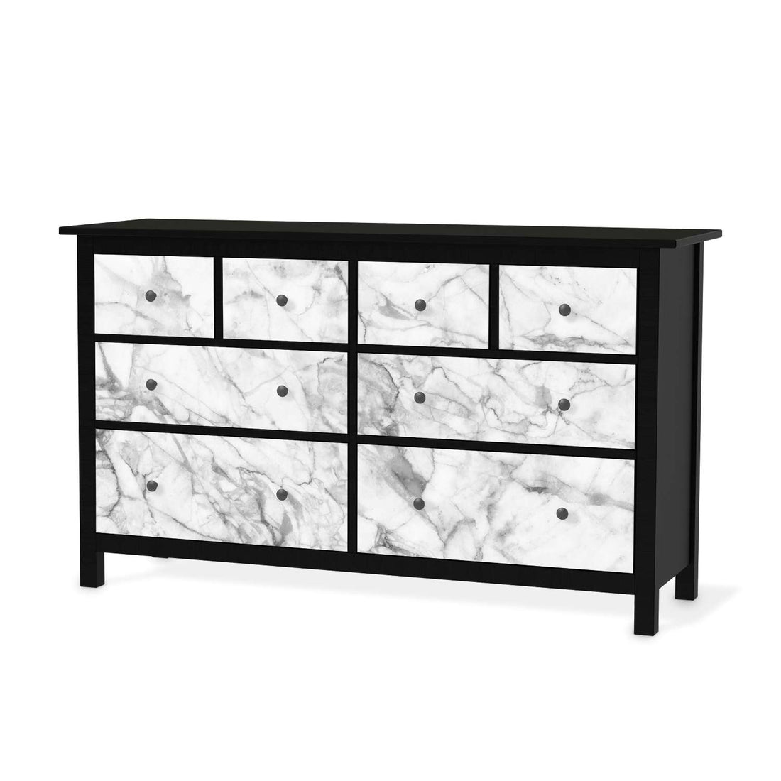 Möbelfolie Marmor weiß - IKEA Hemnes Kommode 8 Schubladen - schwarz