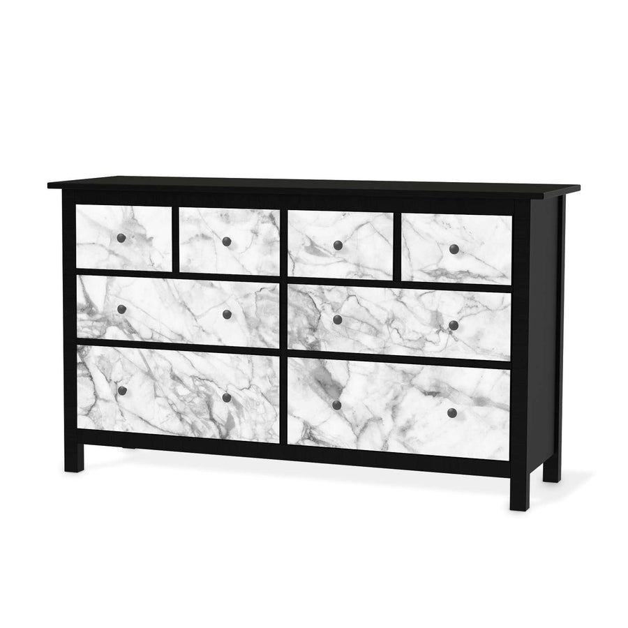 Möbelfolie Marmor weiß - IKEA Hemnes Kommode 8 Schubladen - schwarz