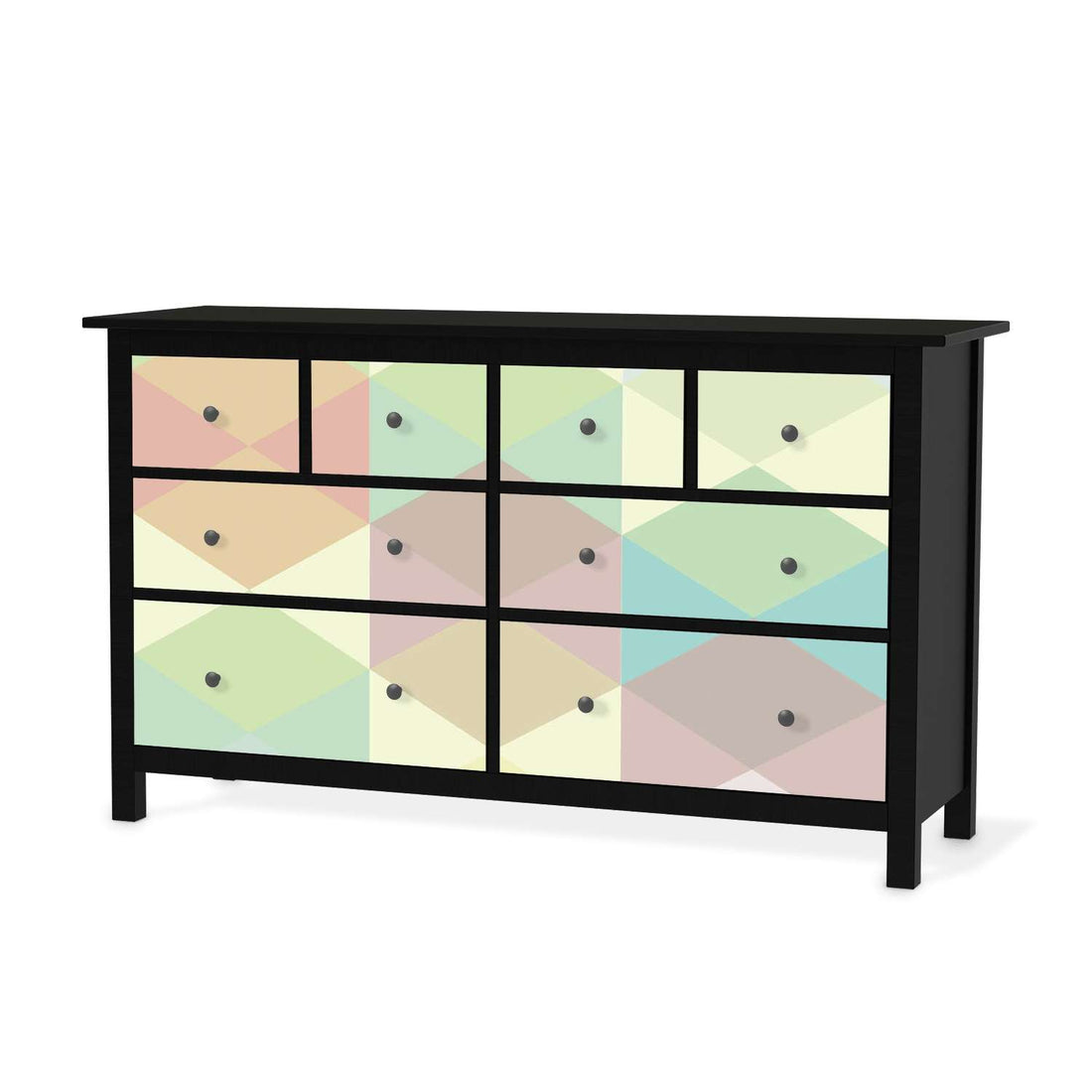 Möbelfolie Melitta Pastell Geometrie - IKEA Hemnes Kommode 8 Schubladen - schwarz