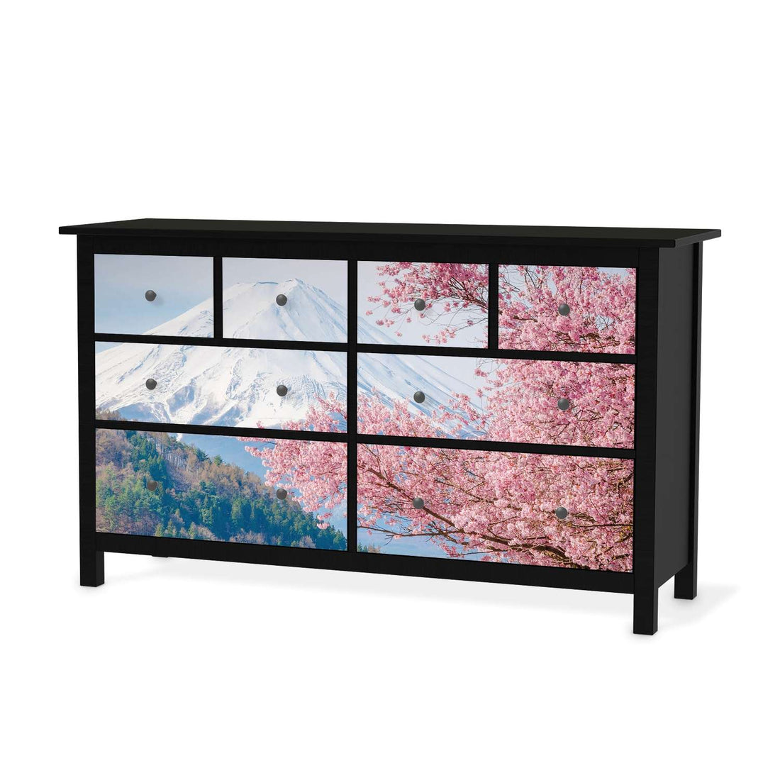 Möbelfolie Mount Fuji - IKEA Hemnes Kommode 8 Schubladen - schwarz